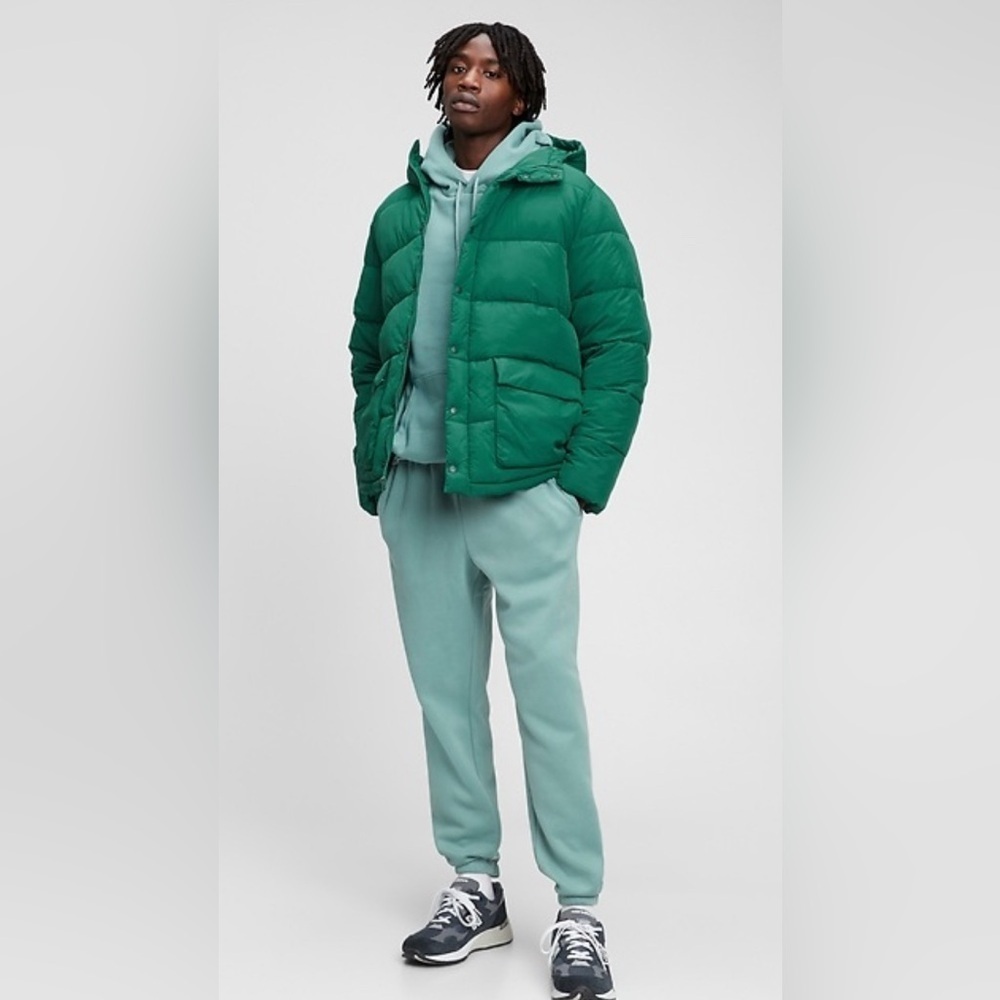 Gap 100% Recycled Nylon Puffer Jacket Men’s XL Green NWOT